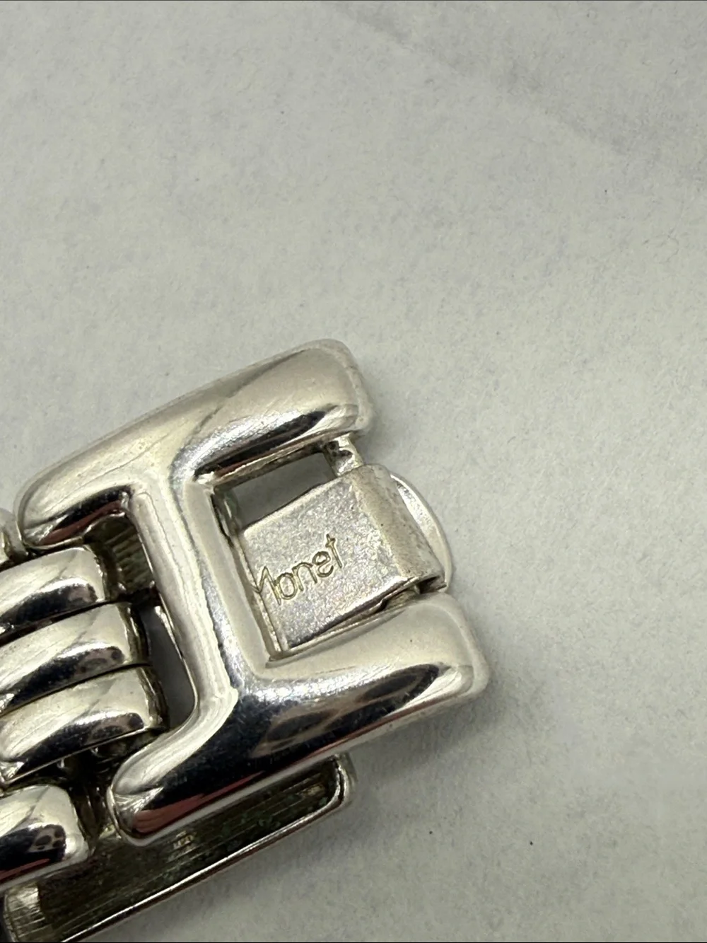 Classic Vintage Monet Chunky Silver tone open work Link Bracelet Sz 7